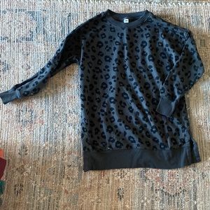 Charcoal grey and black leopard tunic sweater
